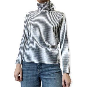Madewell navy and white striped turtleneck top